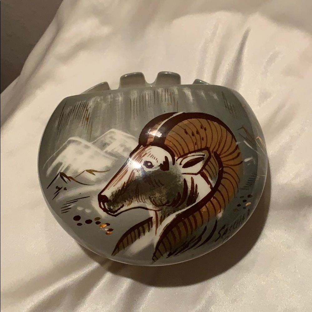 Sasha B Ashtray with Gold Embellishments.